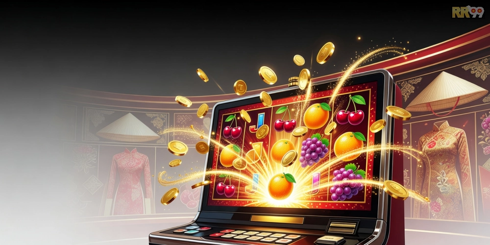 Hình minh họa cơ bản về trò chơi nổ hũ đổi thưởng rr99 với jackpot hấp dẫn.
