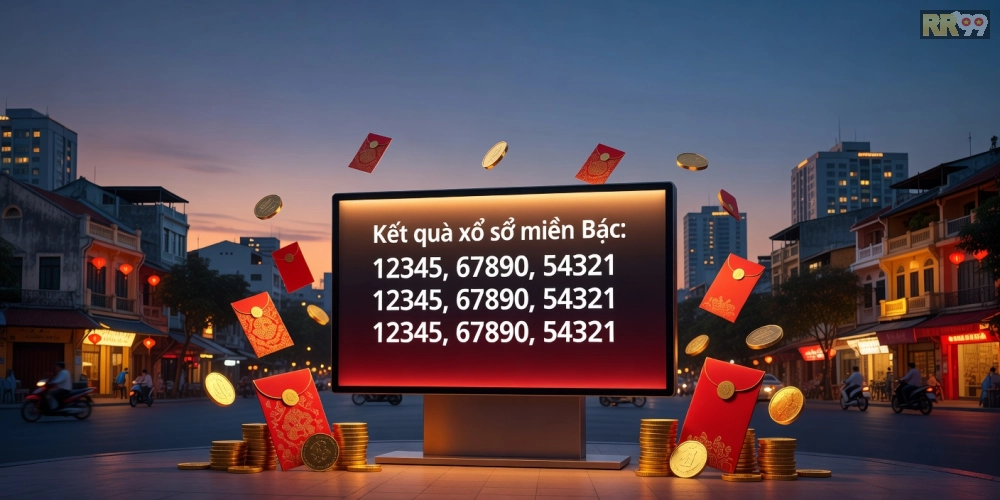 Hình ảnh minh họa khái niệm xổ số miền Bắc rr99 với các con số may mắn và giao diện trực tuyến hiện đại.