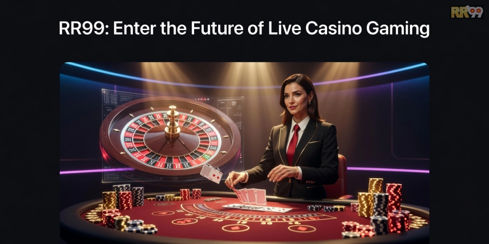 Minh họa giao diện live casino rr99 với dealer chuyên nghiệp và bàn chơi đa dạng