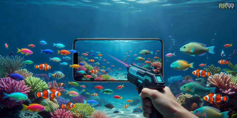Hình minh họa giao diện tải game bắn cá online rr99 với đồ họa đại dương sống động